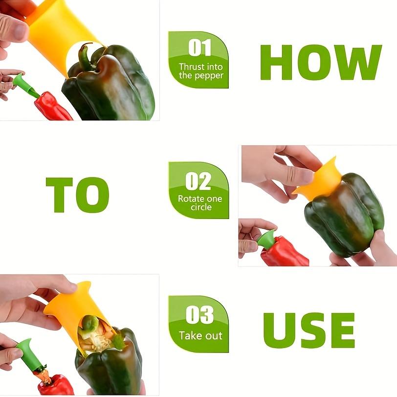 2pcs/set, Pepper Corer, Pepper Seed Remover, Plastic Chili Corer Remover, Household Pepper Seed Remover, Multifunctional Kitchen Tool