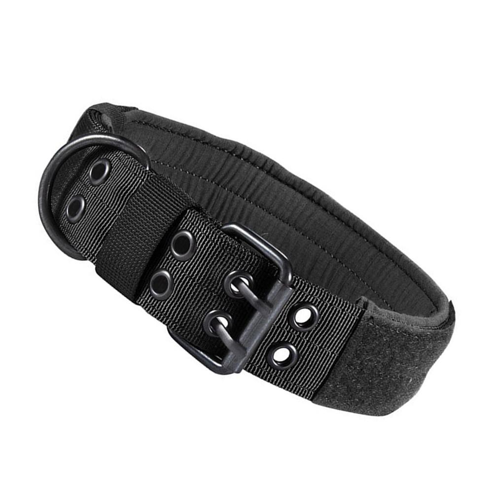 Strongest Nylon Dog Collar 5-Point Adjustable Tactical Pet Collar for Dogs Metal Buckle D-Ring Handle Self-Adhesive Tag Space