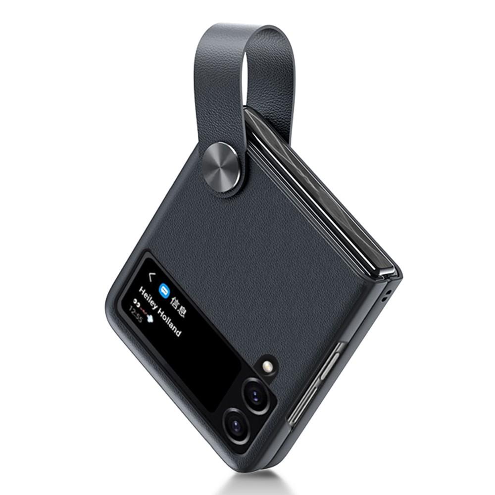 

Чехол-подставка GKK для Samsung Galaxy Z Flip4 5G, противоударный чехол для телефона с покрытием из ПУ кожи, жесткий чехол из ПК Black