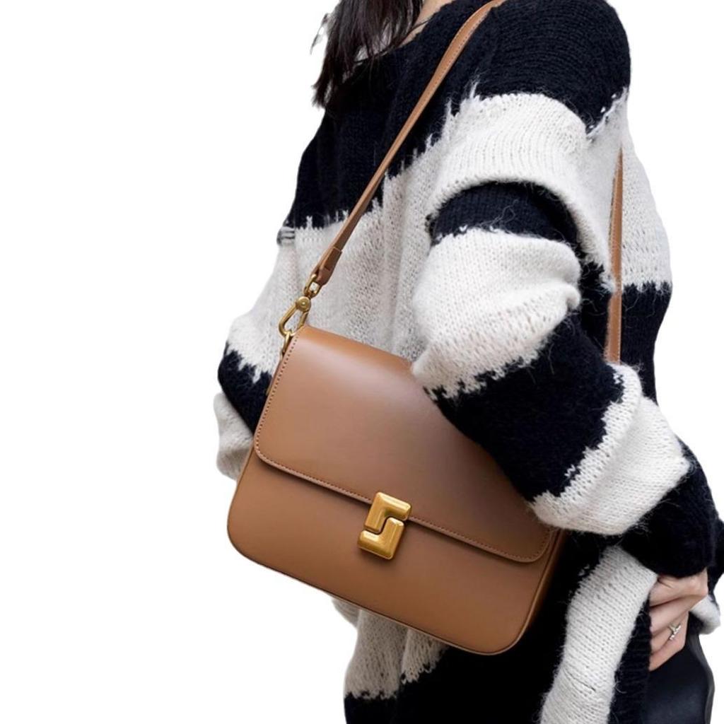 Trendy Autumn/Winter Women's Genuine Leather Tofu Bag - Elegant, High-Quality Shoulder and Crossbody Design