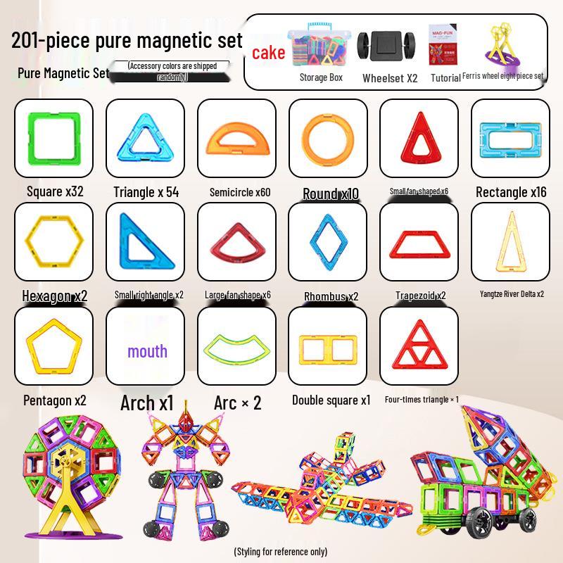 Children's Large Stained Glass Magnetic Building Tiles Set - Educational Toy Puzzle