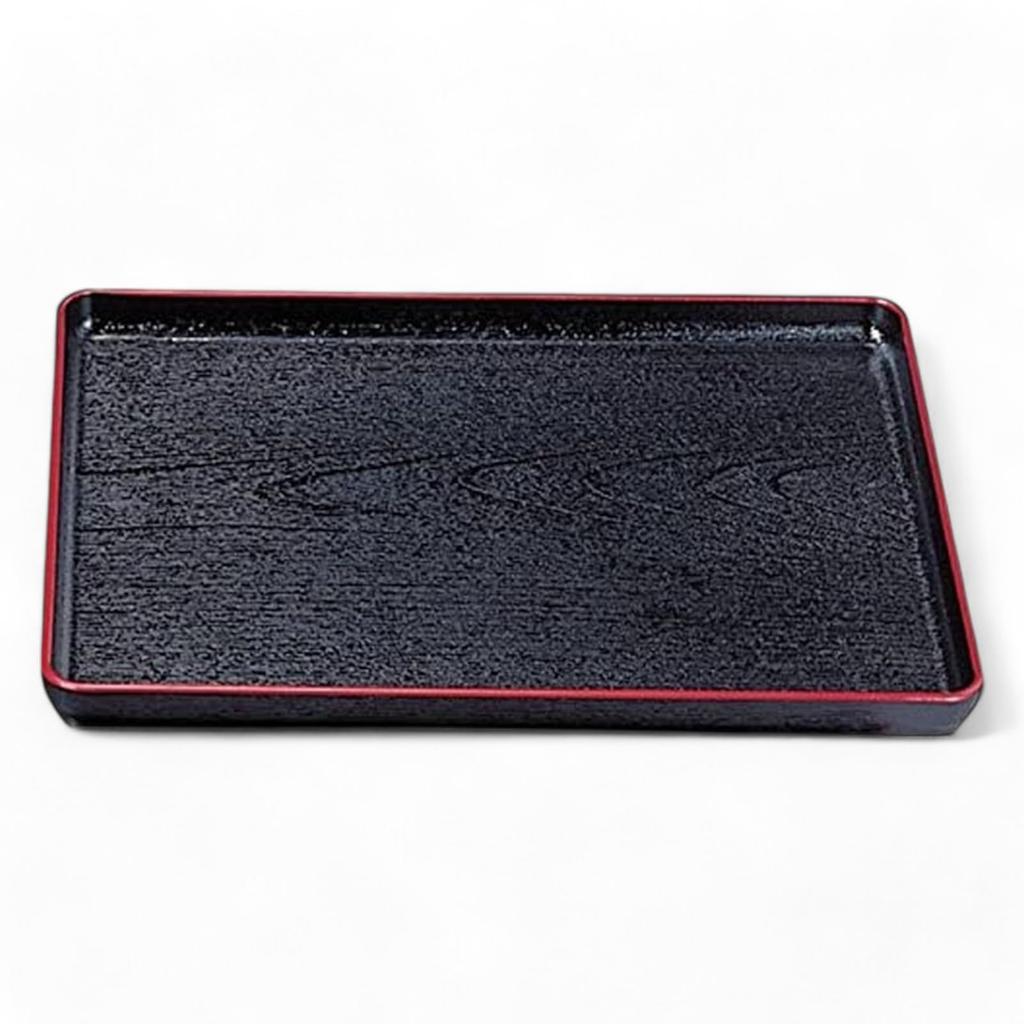 Tray Oju Wood Grain Tray Lacquerware Made in Dishwasher Safe J-kitchens Heat-Resistant (A) 5-Shaku (Tray/Tray) Black/Red, 45cm, Heat-Resistant (ABS