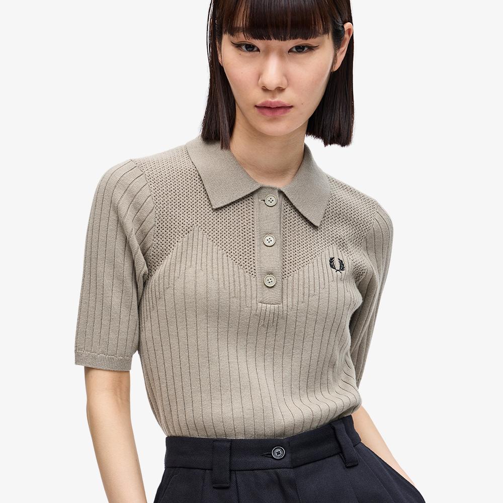 FRED PERRY [Womens] Pointel Detail Wool Knit Shirt (U54) Afpf2417112-U54