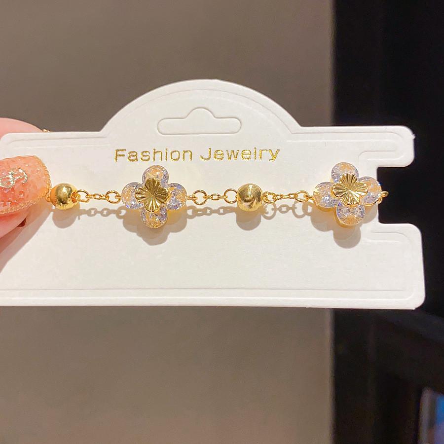 Fashion Jewelry Floral Zircon Stone Bracelet With Copper Material For Women