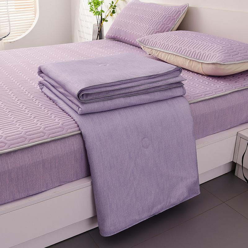 New Pure Color Ice Silk Summer Quilt Four-Piece Latex Bed Cover Cool Silk Air Conditioning Quilt Summer Cool Quilt