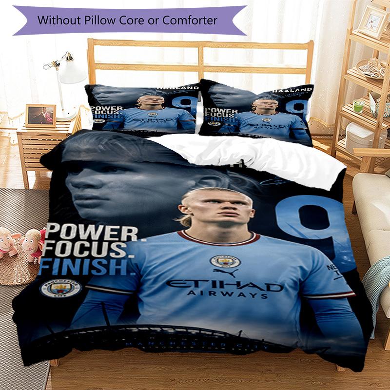 3pcs Haaland12 Design Cover Set - HD Printed Bedding with 1 Cover and 2 Pillowcases - Perfect for Home and Dorm Decor