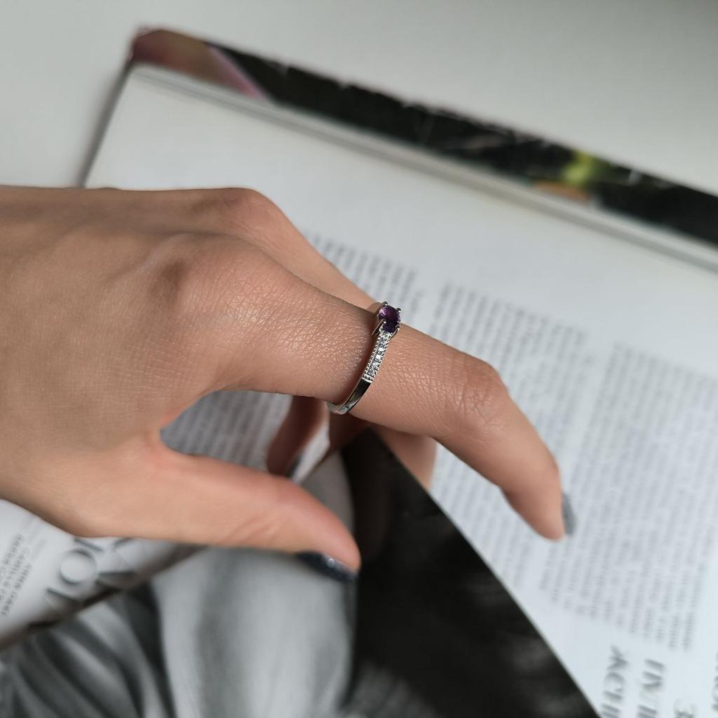 Silver Ring with Natural Amethyst 0.477ct, Item Weight 1.93 G (2179306)