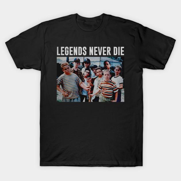 Мужская черная футболка с принтом Legends Never Die - The Sandlot Печать на трансферной бумаге без вырезания Хлопковая футболка L чёрный