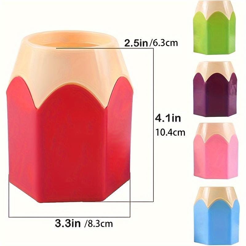 5pcs Pencil-Shaped Pen Holders - Colorful ABS Desk Organizer with Scissors Slot, Ideal for Home Office & Classroom Decor, Classroom Supplies