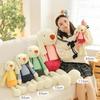 40Cm Long Ear White Bunny Plush Toy Cute Striped Suspenders Rabbit Doll Decor Soft Stuffed Animal Kids Gift