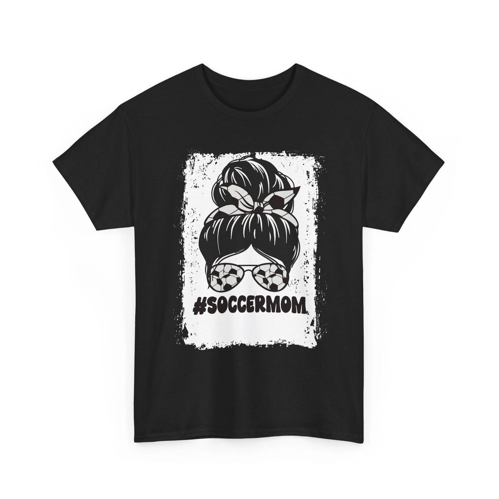 Soccer Mom Shirt, Messy Bun Soccer Sports Lovers Women Mom Shirt S