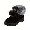 Girls Winter Snow Boots Plush Fur Collar Heart Bow Cutouts Cozy Mid Calf Zipper Thick Sole Pink Red Black Grey Festive Outfits Faux Fur Lining