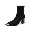 Celebrity style fashionable and simple rear zipper thin boots 2025 autumn and winter new pointed thick heel elegant temperament small short boots