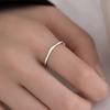 PONYKISS  Sterling Silver Minimalist Irregular Geometric Opening Ring for Women Classic Fine  Round Accessories