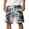 Men Casual Corduroy Drawstring Shorts Gradient Pattern Elastic Waistband Comfortable Fit Suitable for Everyday Wear