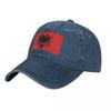 Albanische Flagge Gewaschene Baseballkappe Rotes Design Stylische Trucker-Kappe Sommer Unisex Damen Outdoor Bedruckte Snapback-Kappe