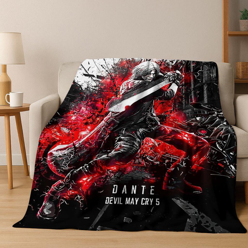 3D D-Devil May Cry DMC Hry Vergil Dante Flanelová deka, Teplá a útulná měkká přehozová deka pro domácí ložnici postel pohovku Dětský dárek