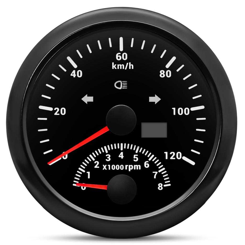 2 In 1 Multifunction Gauge IP67 Waterproof Speedometer With Tachometer Red Backlight for 12V 24V Universal Car Boat Speed Meter