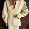 Womens V-Neck Slim Fit Blazer Elegant Commute Suit Single-Breasted Mid-Length Office Jacket