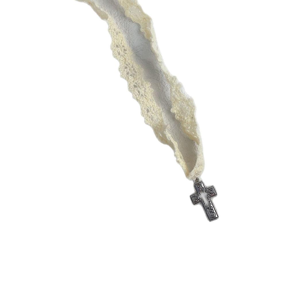 Elegant Lace Crosses Necklace Featuring Adjustable Tie Designs for Fashionable Women and Trendsetters Daily Use