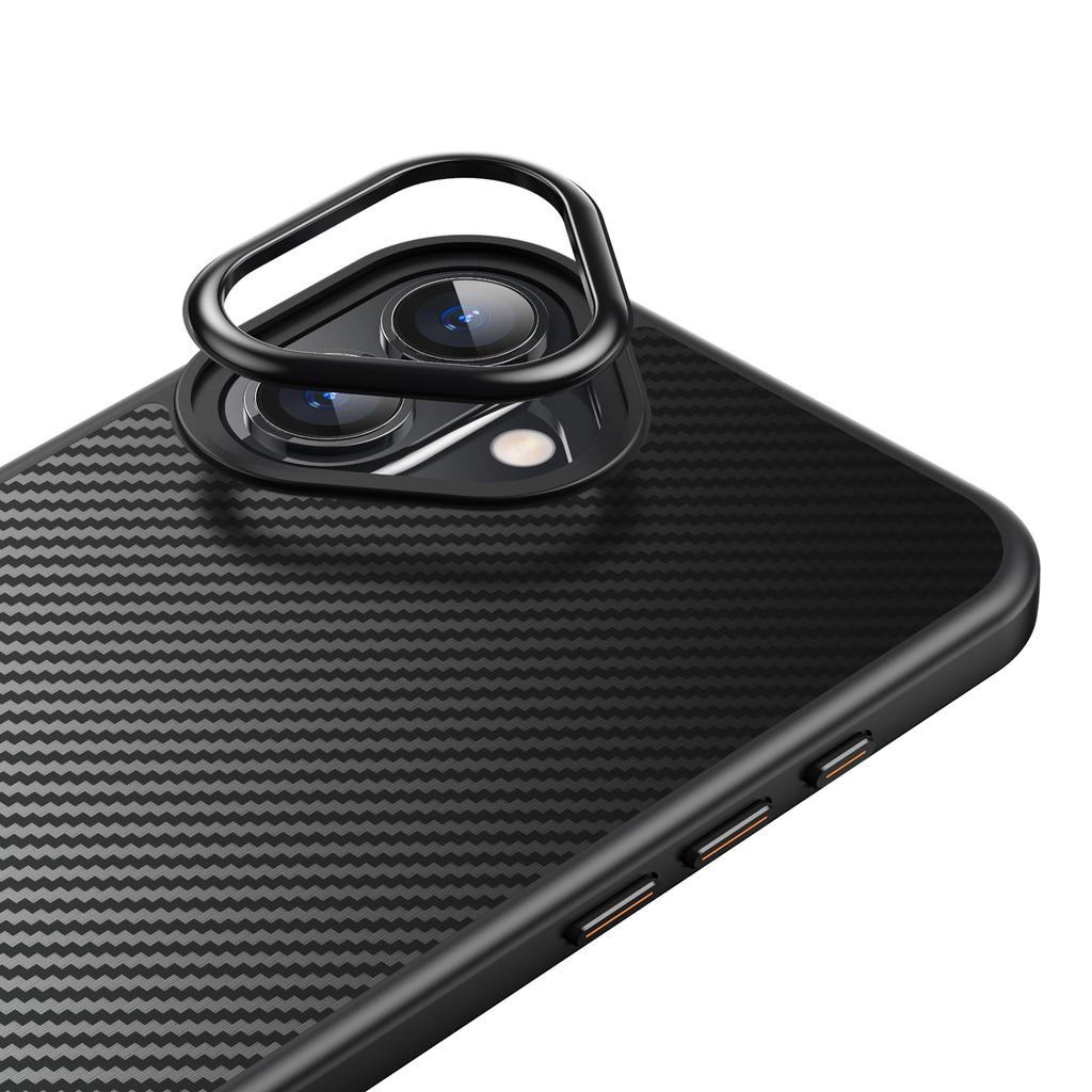 For iPhone 16 Magnetic Case Compatible with MagSafe Carbon Fiber Texture PC + TPU Cover