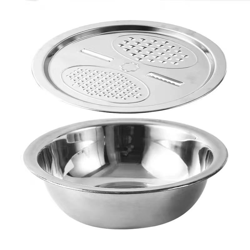 Multifunkční kráječ, mísa na drcení ovoce a zeleniny, multifunkční nerezový odkapávací koš do kuchyně