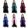 Robe longue médiévale Renaissance pour filles Contraste de couleurs Manches cloche Volants superposés Costume
