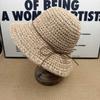 Big Eaves Breathable Knitted Bucket Hat Women's Summer Sunshade Sunscreen Hat Thin Belt Bow Versatile Face Small Straw Hat Tide