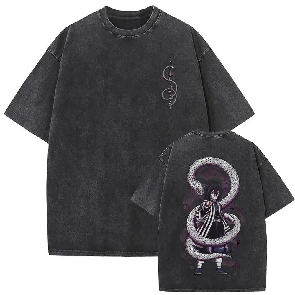 Demon Slayer Tanjiro & Nezuko Vintage Washed Graphic T-Shirt, "Kimetsu no Yaiba" Anime Streetwear Oversized Tee, Unisex Casual Top