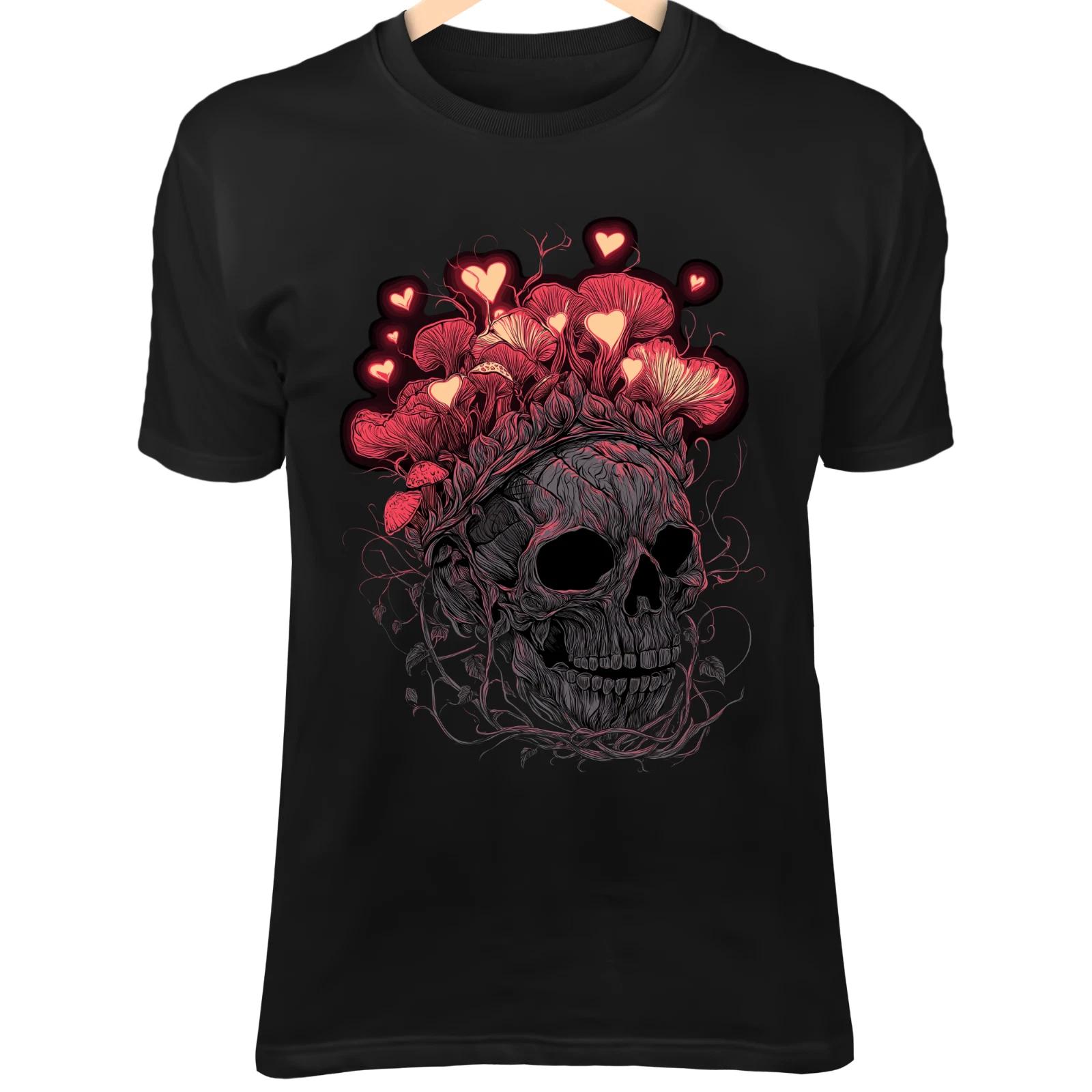 Enchanted Valentine Skull - Glowing Mushroom Crown, Gothic Fantasy Love Art XL