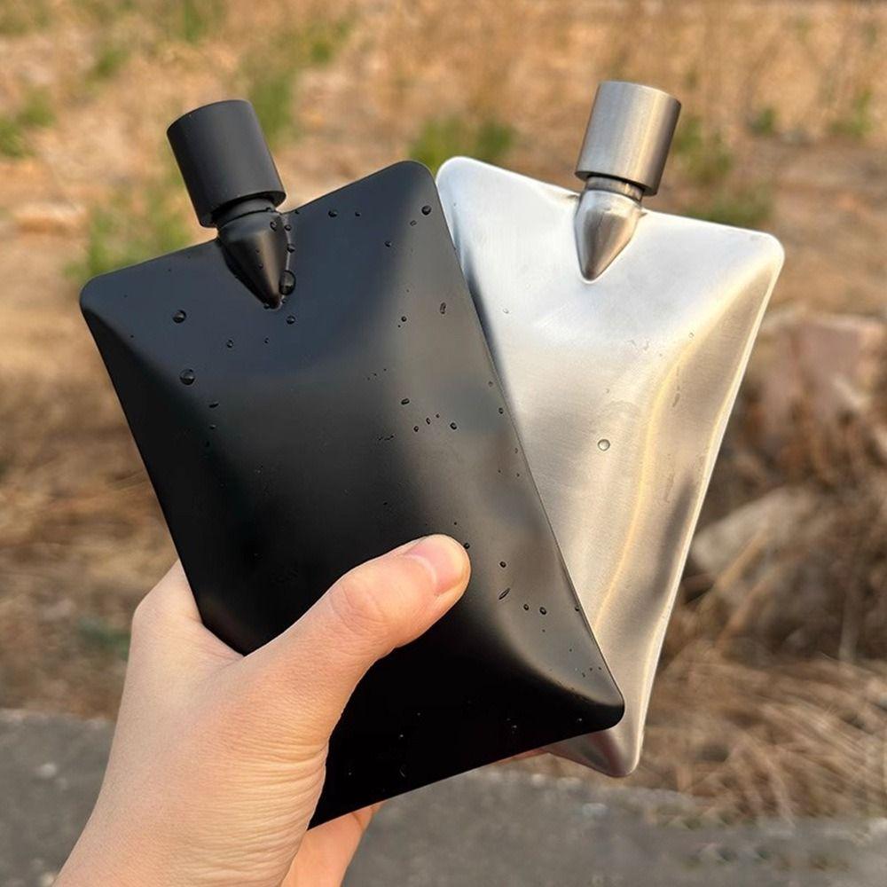 Wellenförmige Weinkanne Edelstahl Wodkaflasche Minimalistische Schnapsflasche Für den Außenbereich