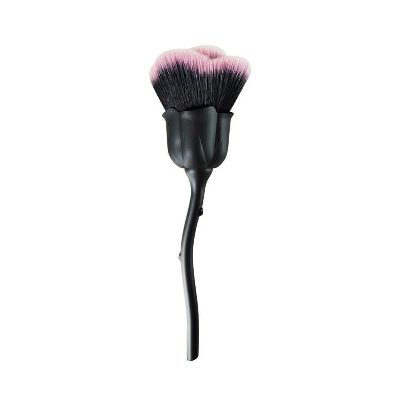 Electroplated Handle Soft Bristle Rose Makeup Brush Set: Large Powder & Blush Brush, Nail Art Beauty Tool