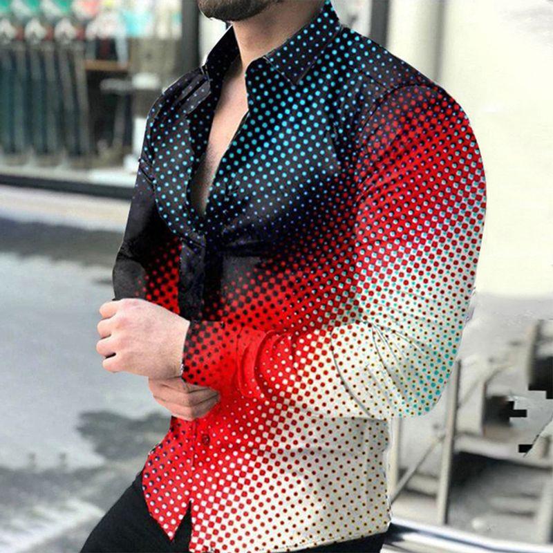 

Lapel 3D Print Slim Fit Long Sleeve Shirt Lapel Silm Long Sleeves Shirt CS-984 XL