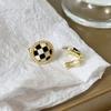 Camellia Temperament No Ear Pierced Ear Clips Pearl Flower Checkerboard Diamond Triangular Ear Clips Niche Earrings Women