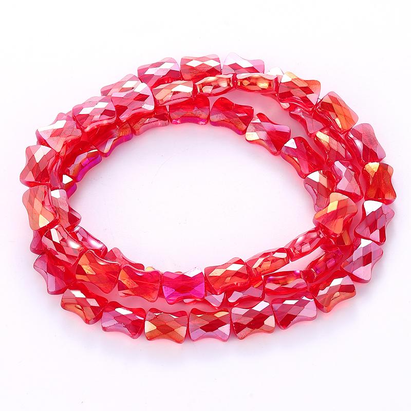 Bamboo Glass Beads AB Color Faceted Flat Curved Waist Column Crystal Loose Spacer Bead for DIY Crafts Earring Bracelet Jewelry