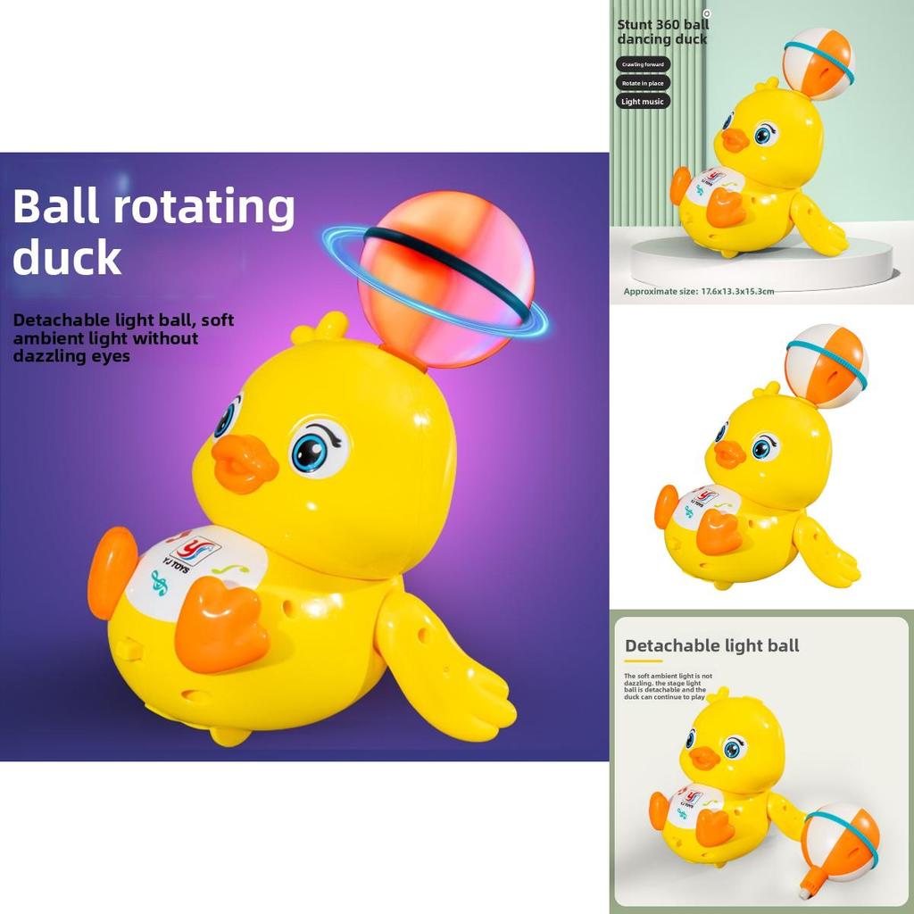 Top Ball Yellow Duck Light And Sound Toy With Rotating Effects For Kids And Toddler Play