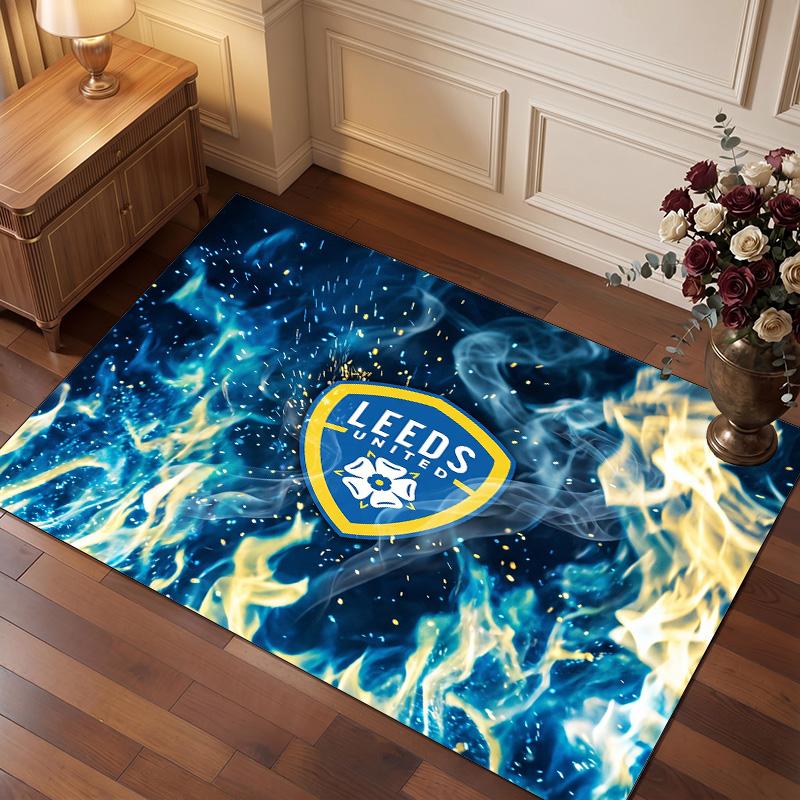 Tappeto in Velluto di Cristallo con Stampa del Leeds United Football, Comodo Assorbente d'Acqua Antiscivolo Tappeto per Pavimenti Interni