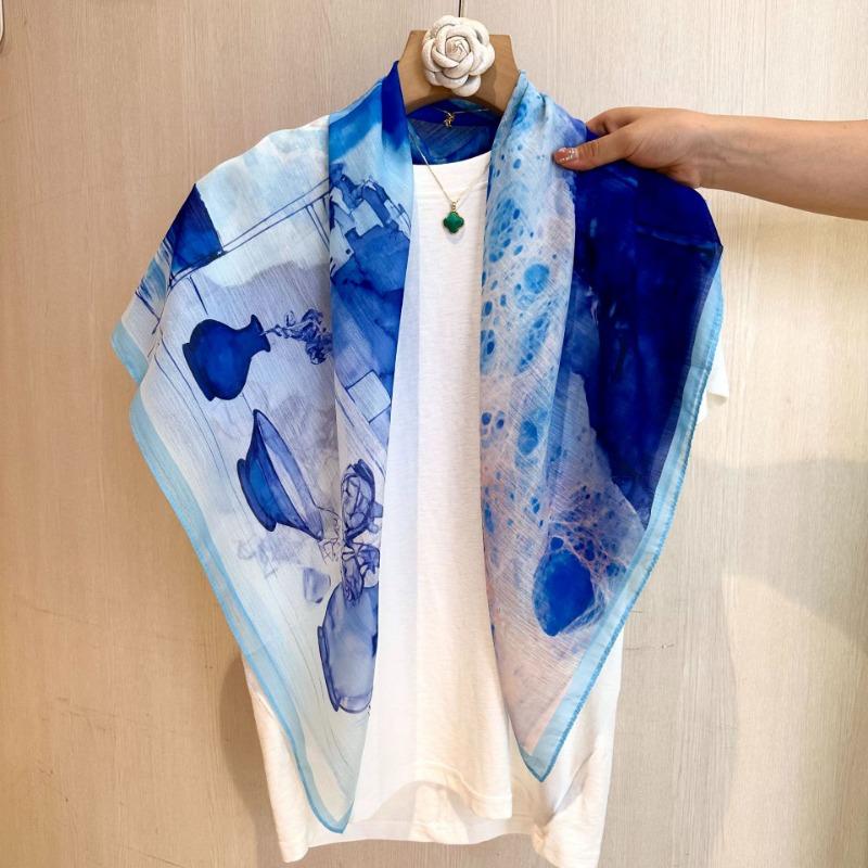 New Chinese Style 90cm Square Scarf Women S Versatile Doli Yarn Scarf For Head And Shoulder