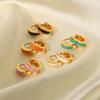 CARLIDANA Premium Ins Style 18K Gold Plated Mini Hoop Earrings Non-fading Stainless Steel Enamel Earrings For Ladies Women