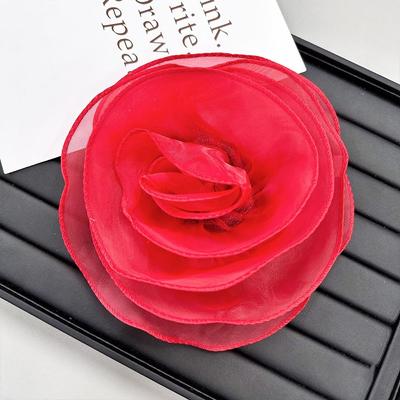 Handmade Rose Flower Brooch Multi-layer Yarn Clothing Dress Decoration Pin-Up Brooch Sewing Applique DIY