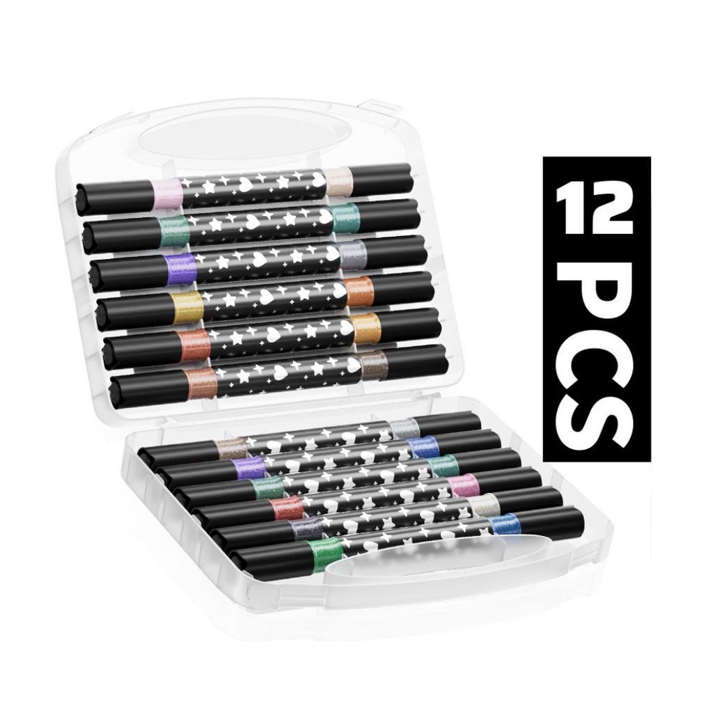 Dual-Tip Dual-Color Glitter Flash Marker Pens with Flash Powder Effect, Quick-Dry for Crafts, Scrapbooking, Presentation, Office