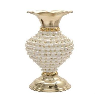 Hand Crafted Metal Flower Vase for Home Decoration (Golden,25.4 Cm
