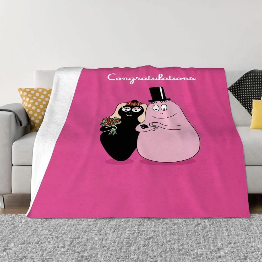 Les-Barbapapa Throw Blanket King Size Fluffy Plaid Throws Blankets for Sofa Luxury Bedding Beach Towel Home and Decoration Knee