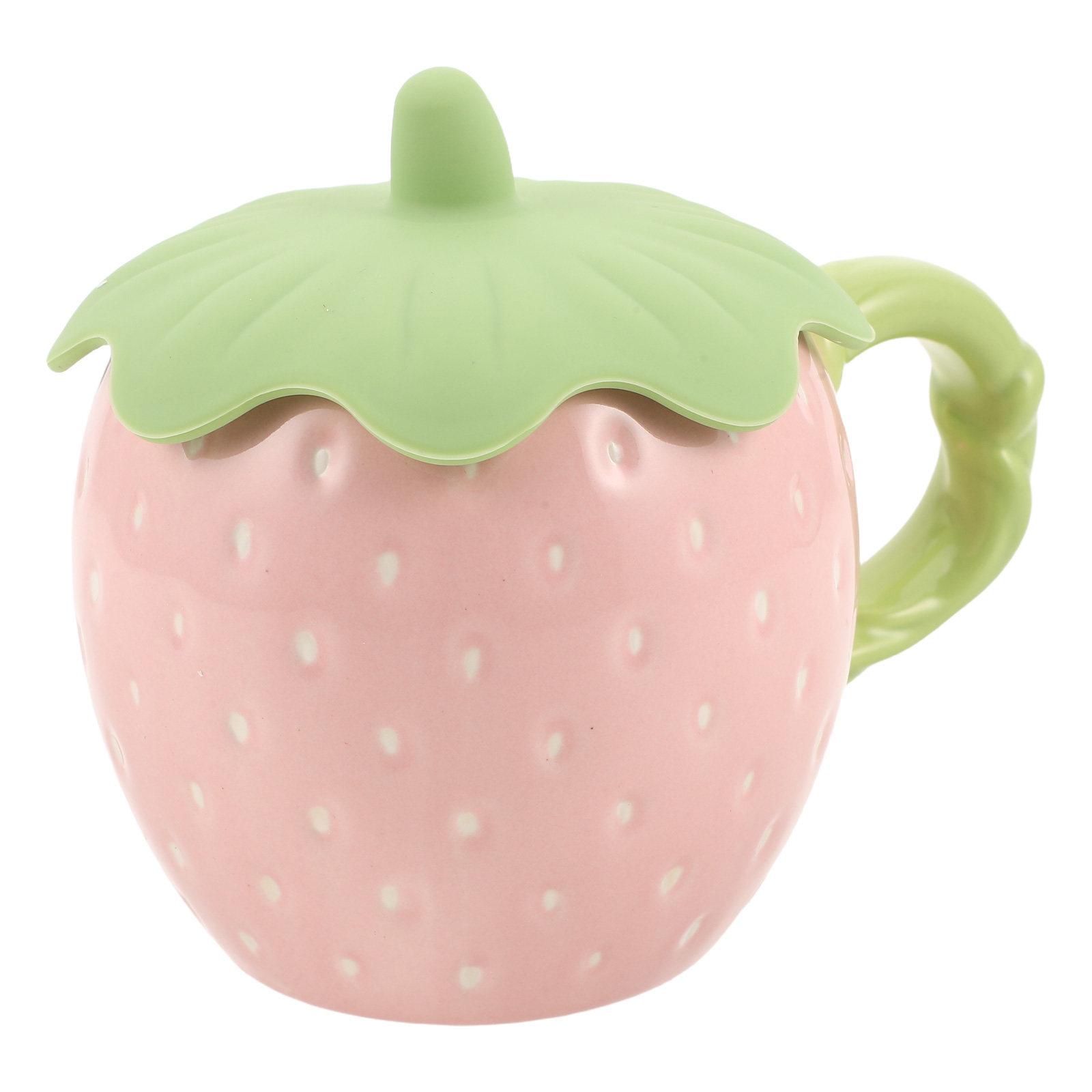 Strawberry Ceramic Mug Pink Cute Fruit Shaped Coffee Cup Handle Porcelain Home Office Tea Mug Party Water Cup Strawberry Cups other