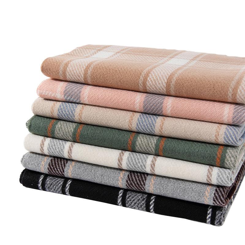 New Autumn and Winter Plaid Scarf Imitation Cashmere Korean Version Simple Versatile Warm Shawl Student Tassel Scarf