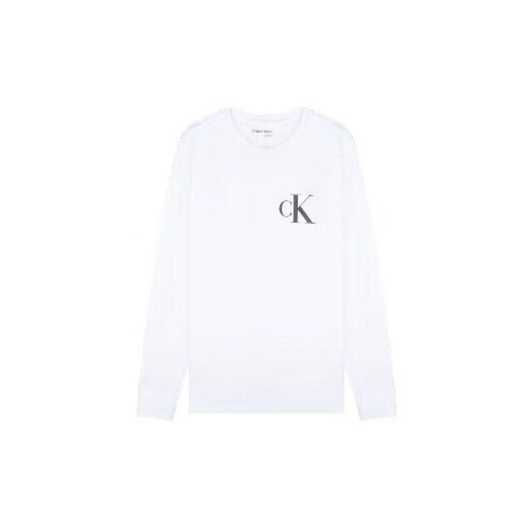 

Calvin Klein Ss23 Однотонная футболка с круглым вырезом и длинным рукавом, мужские топы, белая 40HM826-540 S
