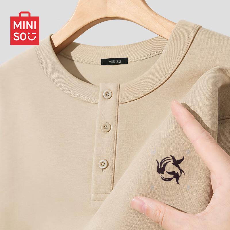 Miniso Men s Henry Collar Long Sleeve T-Shirt XL