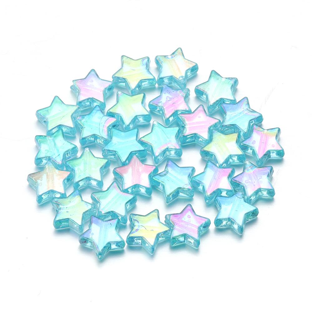 100pcs/Lot AB Plated Pentagram Star Acrylic Beads For Jewelry Making Five Pointed Star Beads DIY Bracelet Necklace Loose Beads