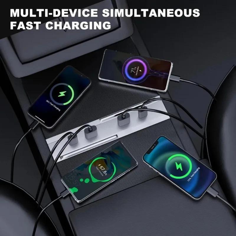 USB HUB Fast Charging Expansion Dock 65W Type-C for Tesla Model Y Launch Juniper 2026 Model 3 Highland 2026-2026 Central Control