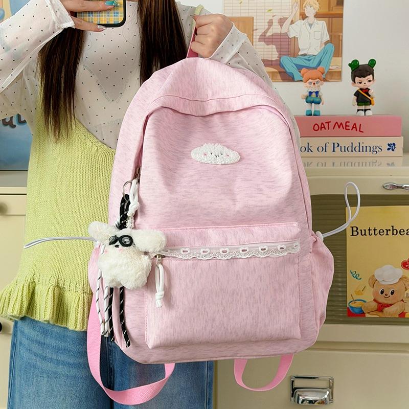 Cute Backpack for Girls Lace Trim Lightweight School Bag for Women Daily Use